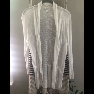EUC White Long sleeve, collar  waterfall cardigan